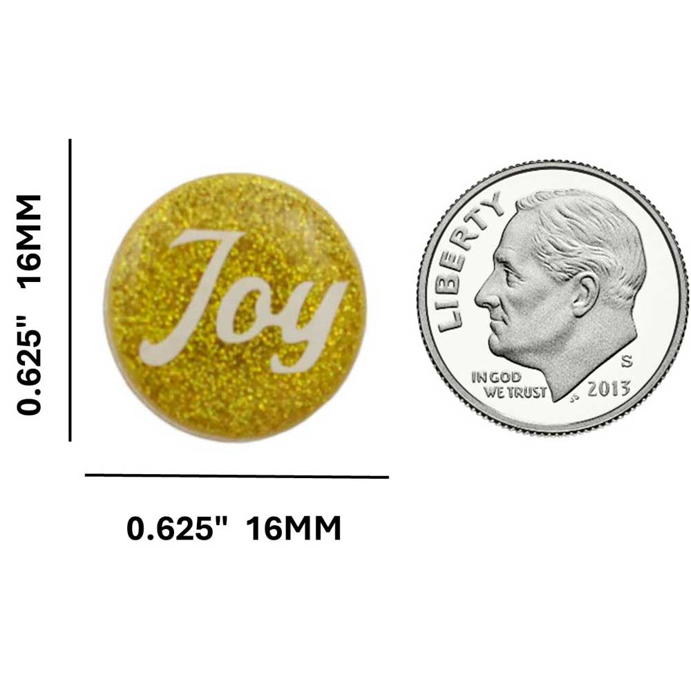 Small Gold Disc with White Joy Lapel Pin - Lilylin Designs