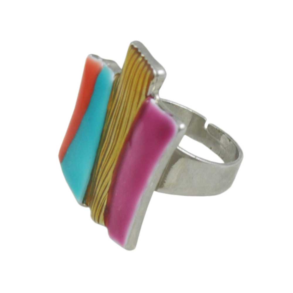 Colorful Enamel Bars Adjustable Ring - RF312 - Lilylin Designs