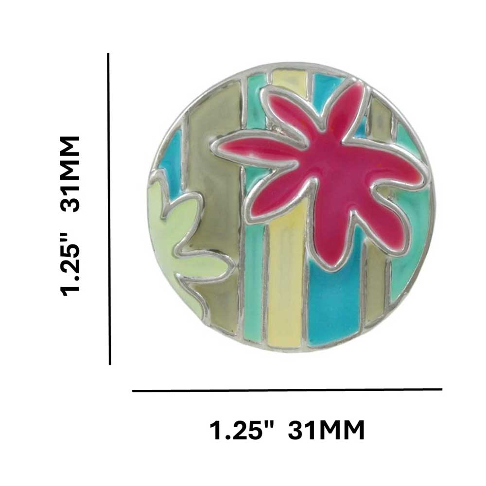 Tropical Floral Design Enamel Adjustable Ring - RF317 - Lilylin Designs