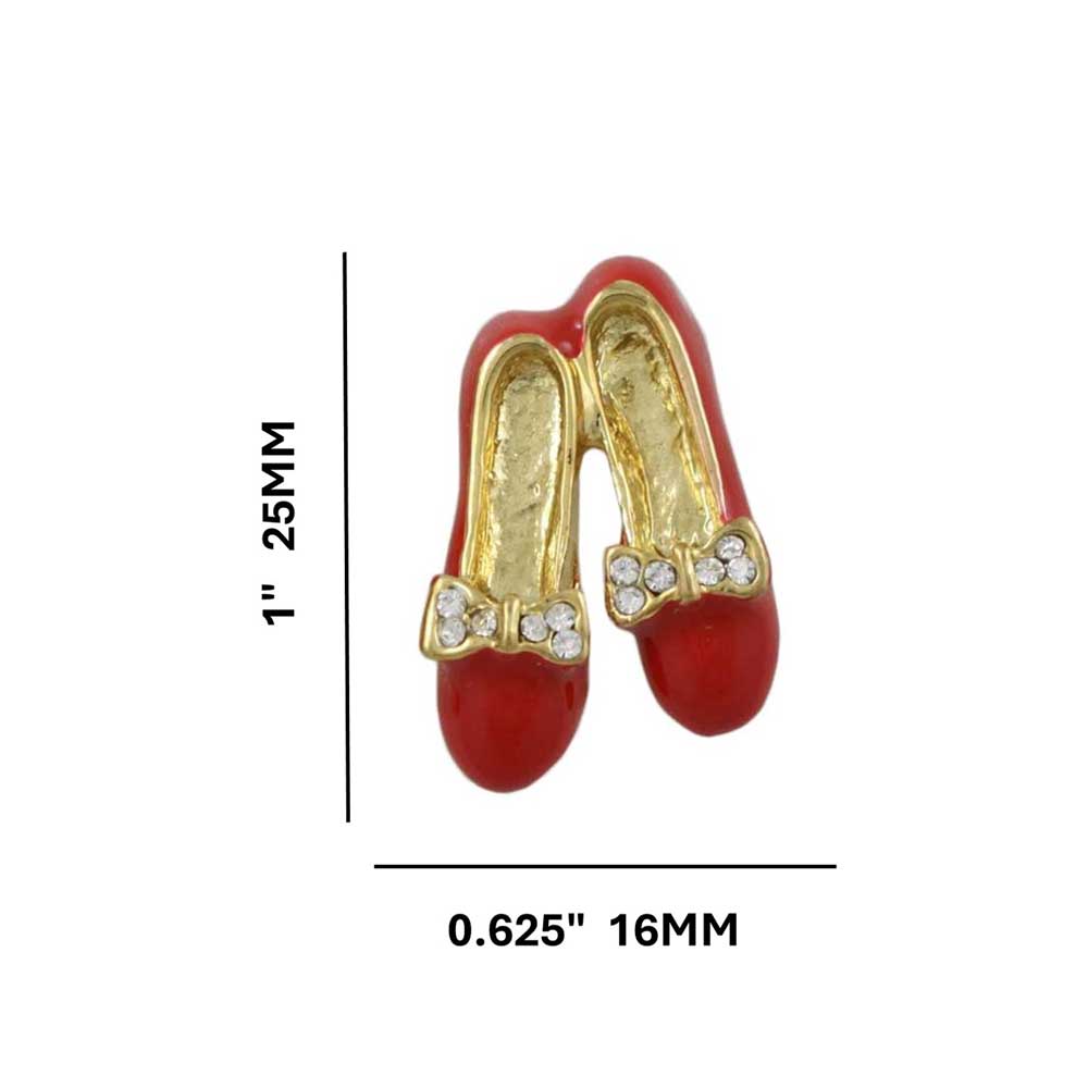 Red Pair of Tap Shoes with Crystal Bow Pierced Earring - RFP250BE - Lilylin Designs