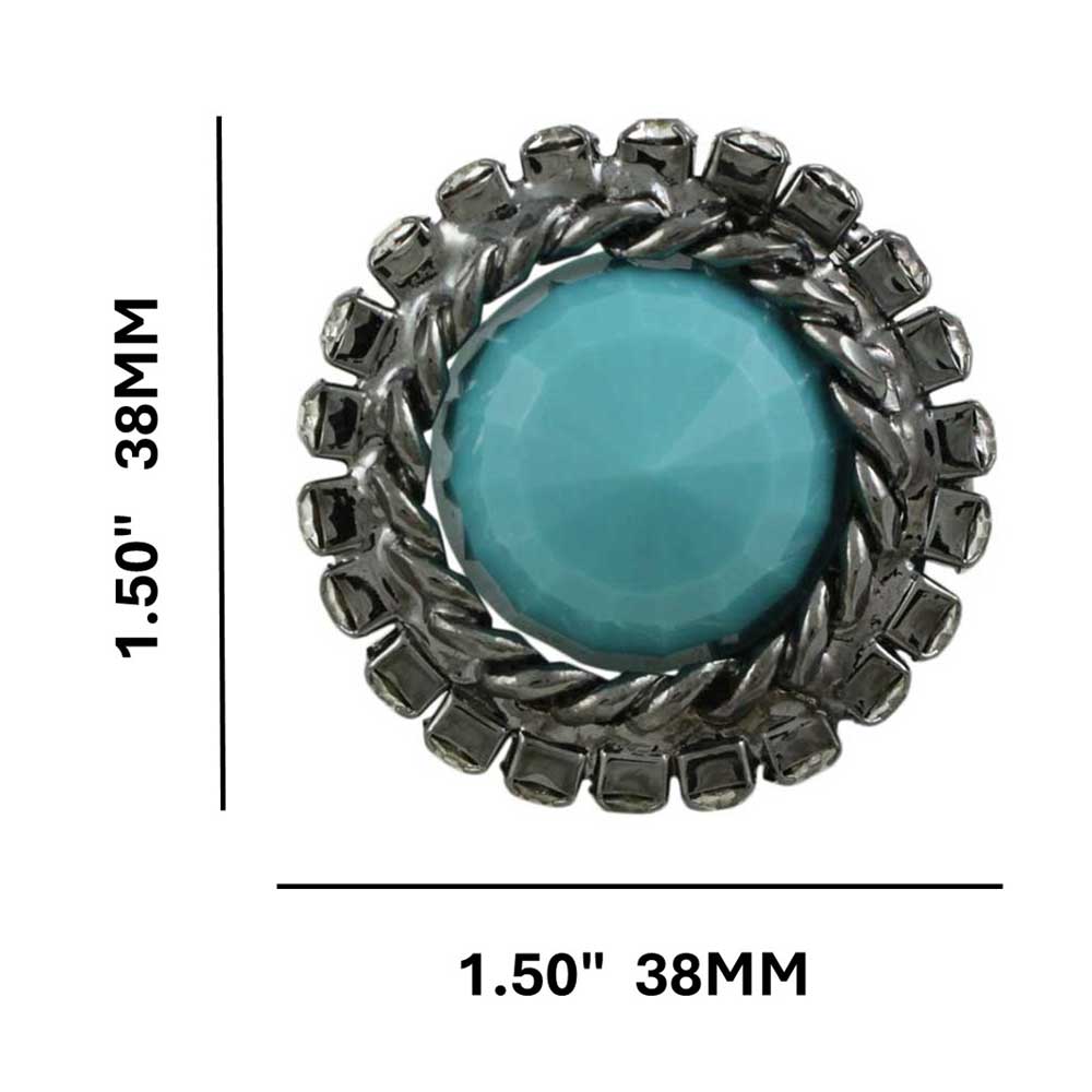 Round Blue Stone with Crystals Adjustable Ring - RS313 - Lilylin Designs