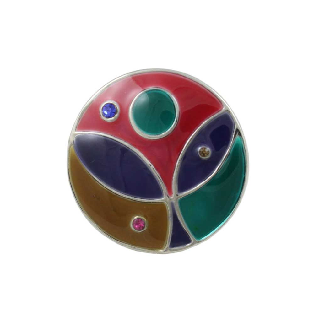 Lilylin Designs Round Multi Color Enamel and Crystal Adjustable Ring