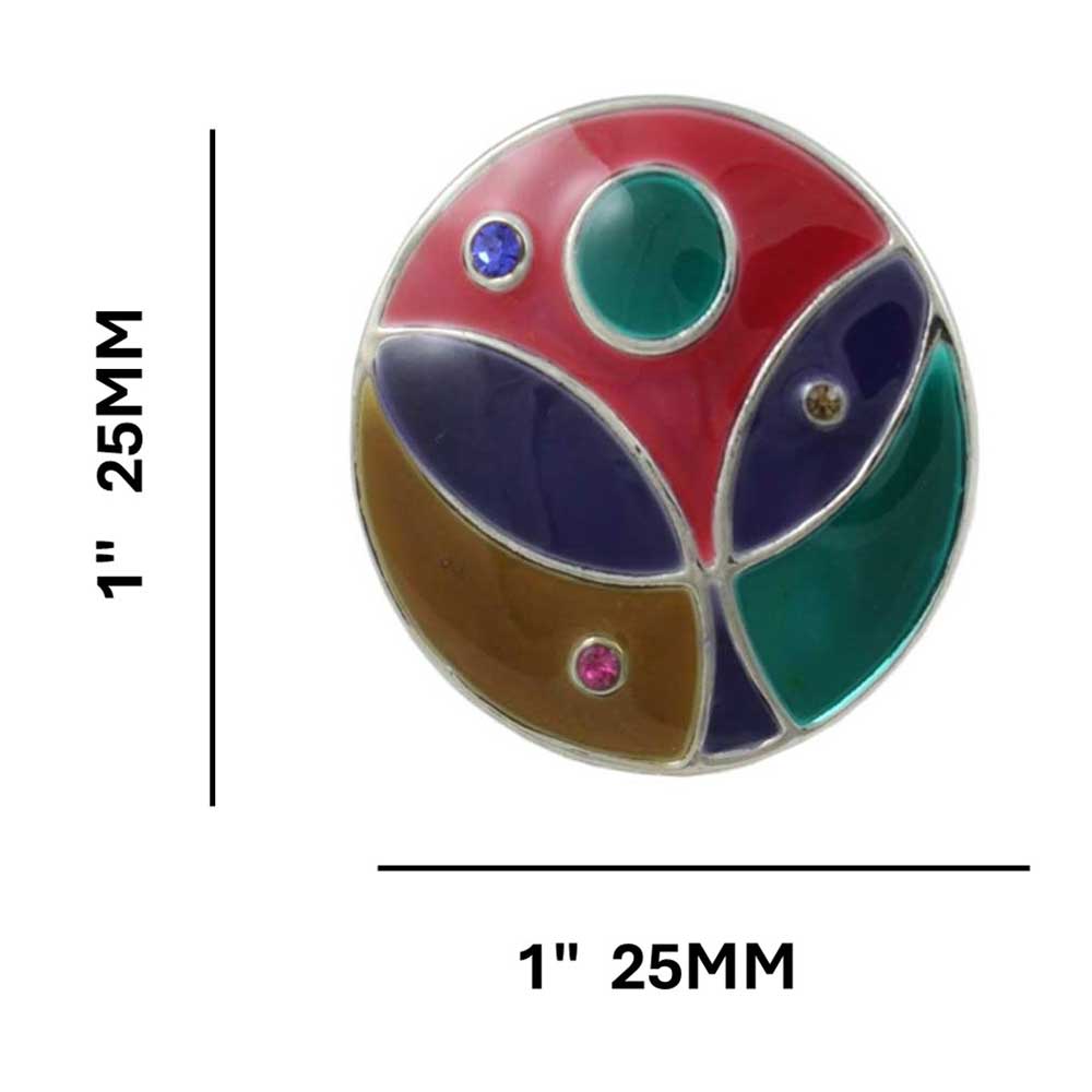 Round Multi Color Enamel and Crystal Adjustable Ring - RS336 - Lilylin Designs