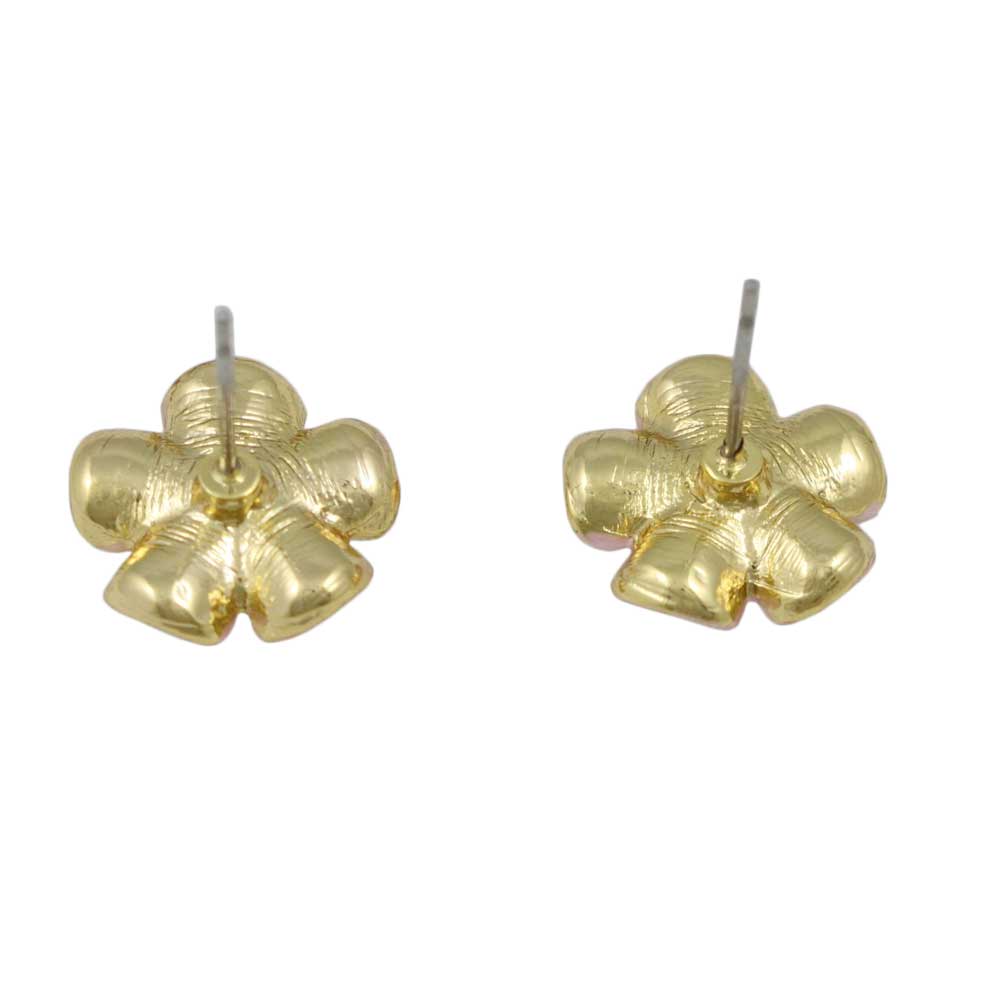 Small Pink Daisy with Pink Crystal Center Stud Earring - RSN270E - Lilylin Designs