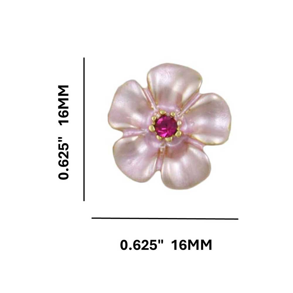 Small Pink Daisy with Pink Crystal Center Stud Earring - RSN270E - Lilylin Designs
