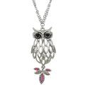 Silver Owl with Large Black Eyes Necklace - RSN271 - Lilylin Designs