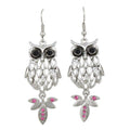 Silver Owl with Large Black Eyes Dangling Earring - RSN271E - Lilylin Designs