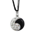 Black and White Enamel and Crystal Yin Yang Necklace - RSN276 - Lilylin Designs