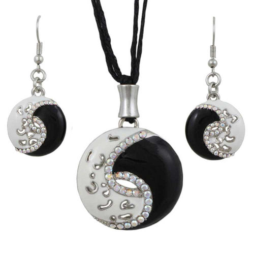 Black and White Yin Yang Necklace and Earring Gift Set | Lilylin Designs