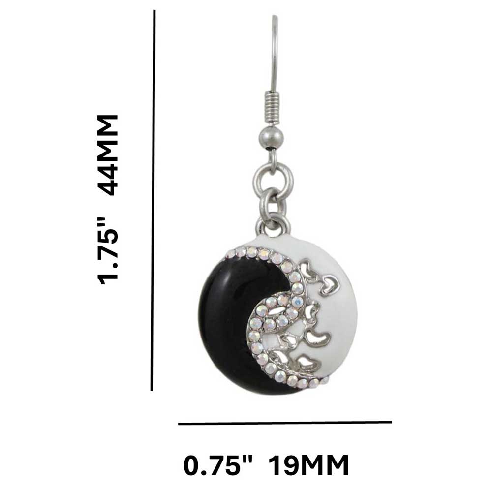 Black and White Crystal Yin Yang Pierced Earring - RSN276E - Lilylin Designs
