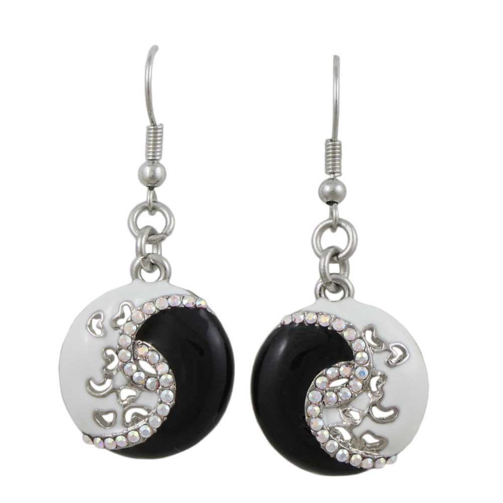 Black and White Crystal Yin Yang Pierced Earring - RSN276E - Lilylin Designs
