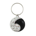 Yin yang symbol keychain with sparkling crystals on a white background - Lilylin Designs