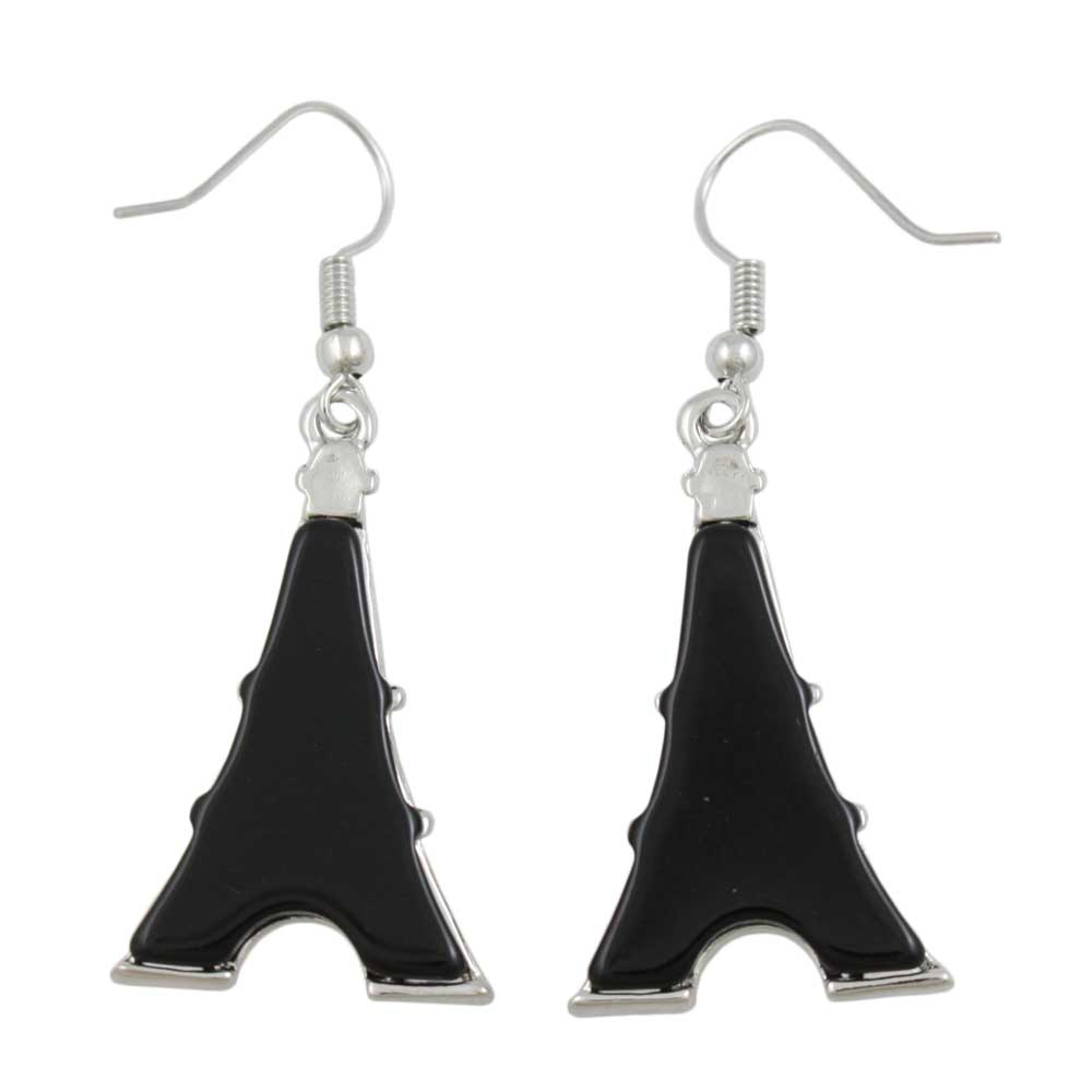 Black Eiffel Tower Dangling Pierced Earring - RSN282E - Lilylin Designs