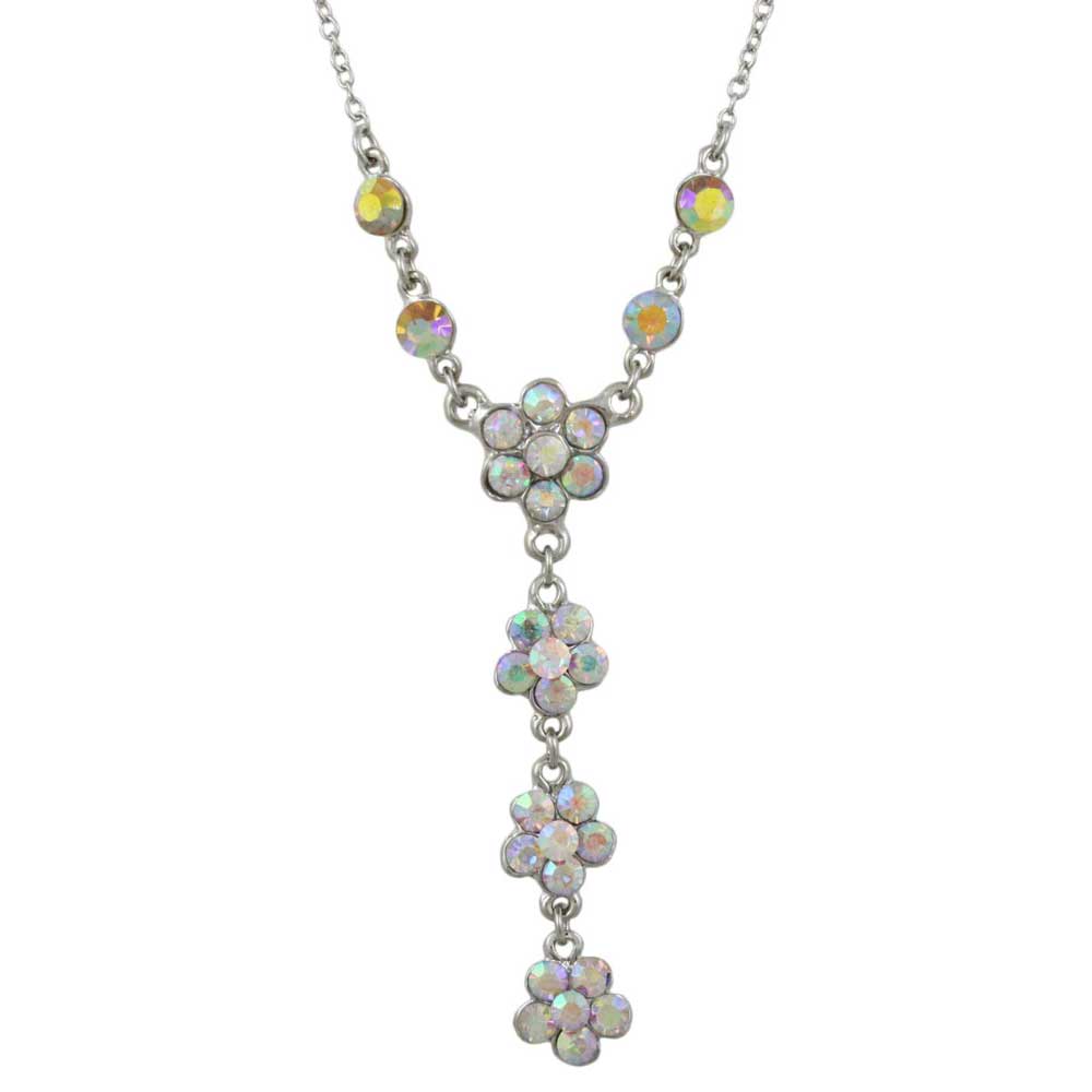 Aurora Borealis Crystal Daisies Y Necklace - RSN328 - Lilylin Designs