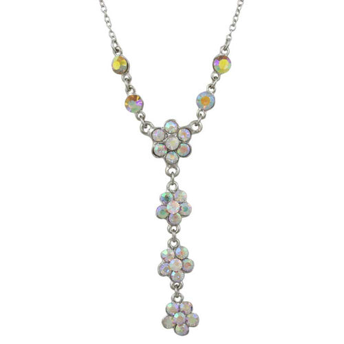 Aurora Borealis Crystal Daisies Y Necklace - RSN328 - Lilylin Designs