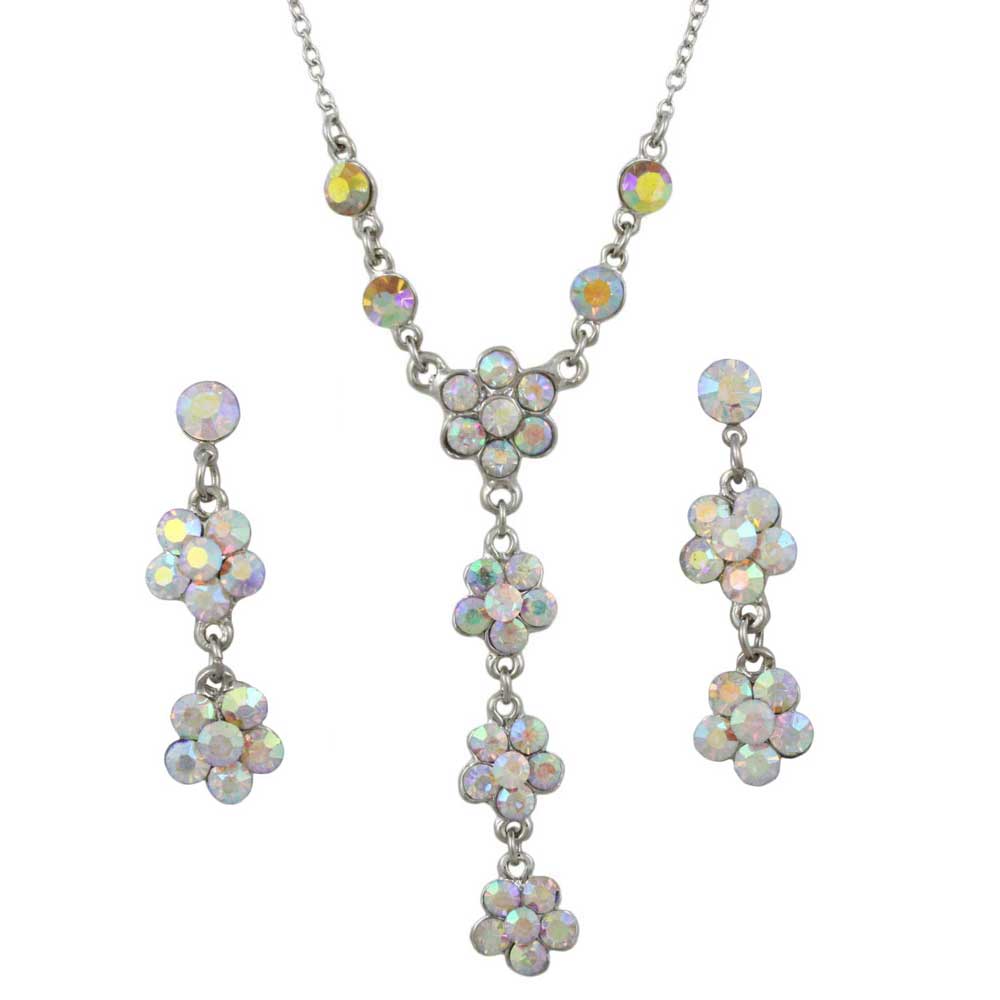 Lilylin Designs Aurora Borealis Crystal Daisies Necklace Earring Set