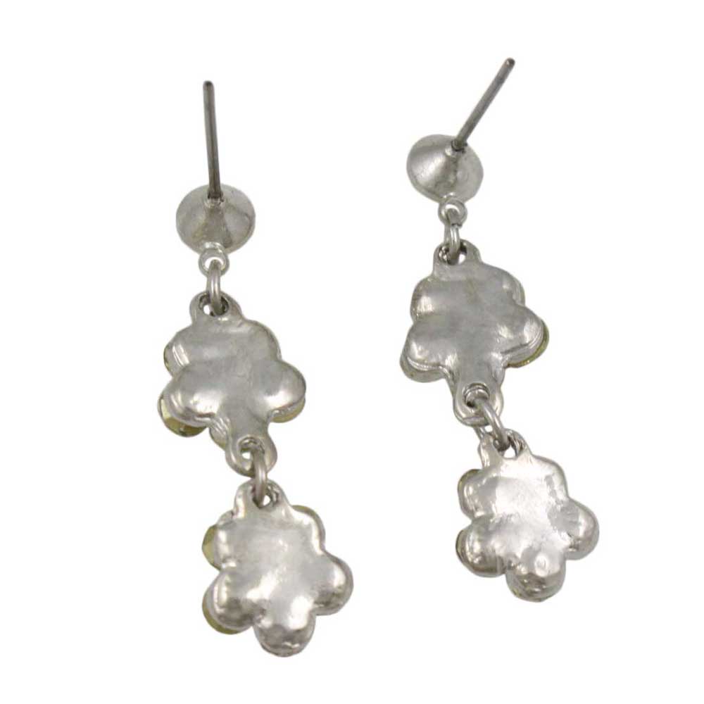 Two Aurora Borealis Crystal Dangling Daisies Pierced Earring - RSN328E - Lilylin Designs