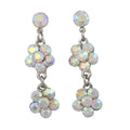 Two Aurora Borealis Crystal Dangling Daisies Pierced Earring - RSN328E - Lilylin Designs