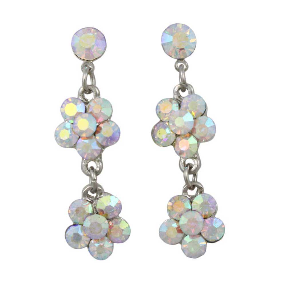 Lilylin Designs Two Aurora Borealis Crystal Dangling Daisies Earring