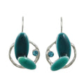 Turquoise Blue Enamel Ovals Crystal Pierced Earring - RSN332E - Lilylin Designs