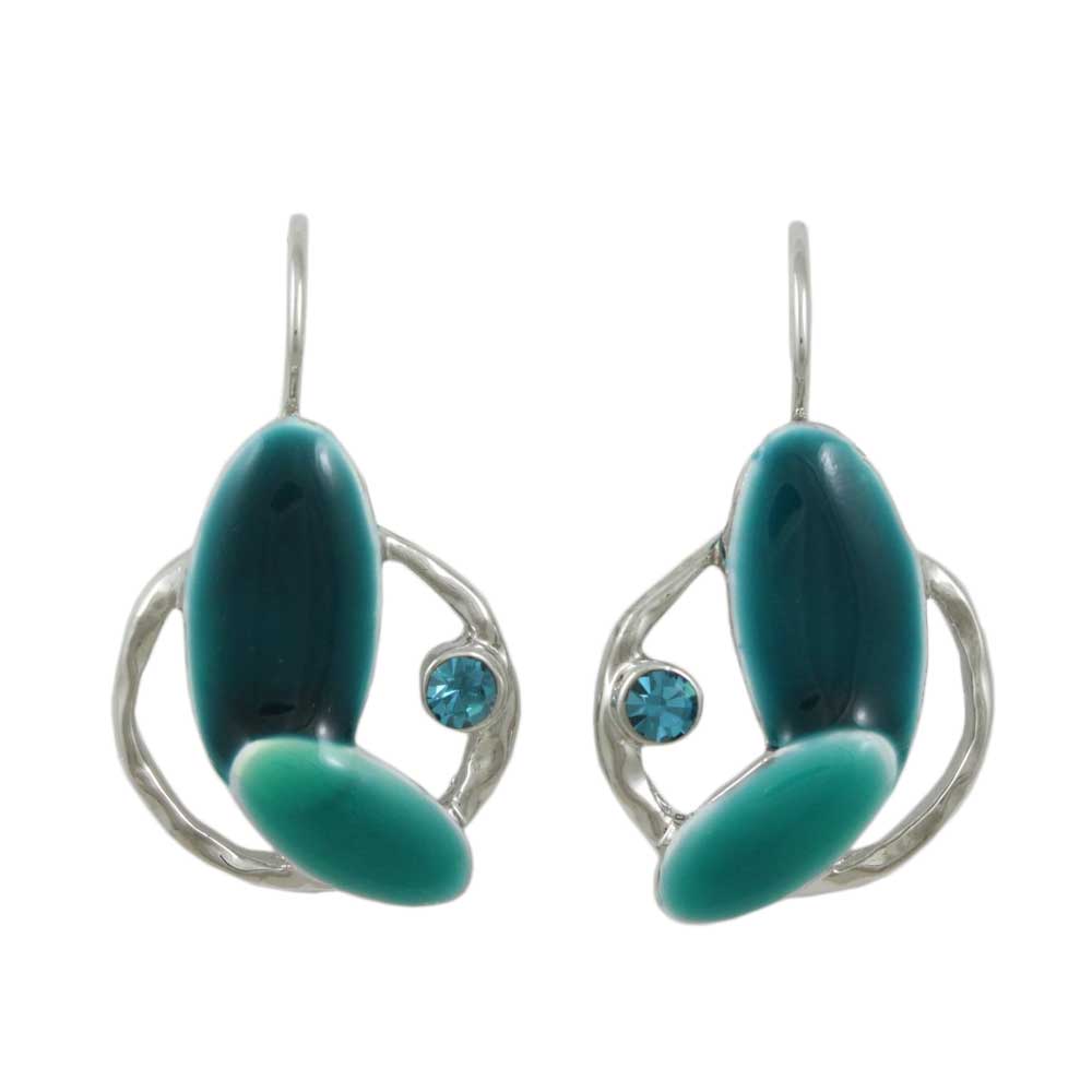 Lilylin Designs Turquoise Blue Enamel Ovals Crystal Pierced Earring