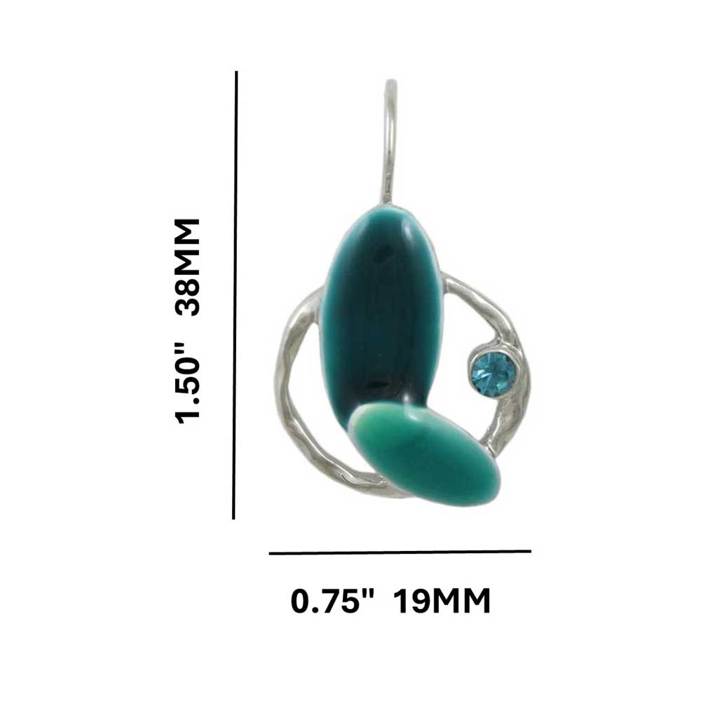 Turquoise Blue Enamel Ovals Crystal Pierced Earring - RSN332E - Lilylin Designs
