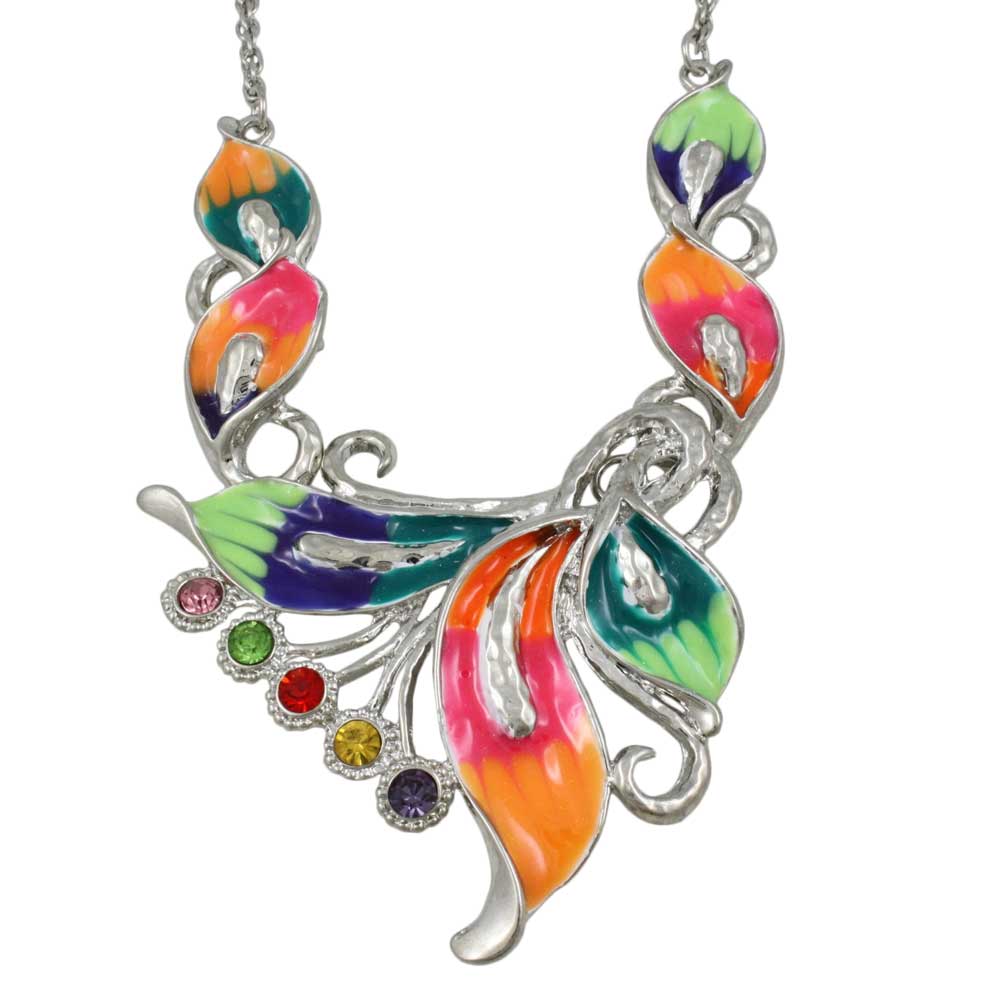 Lilylin Designs Colorful Enamel and Crystals Calla Lilies Necklace