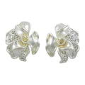 Frosted Silver - tone and Crystal Rose Clip On Earring | Lilylin Designs