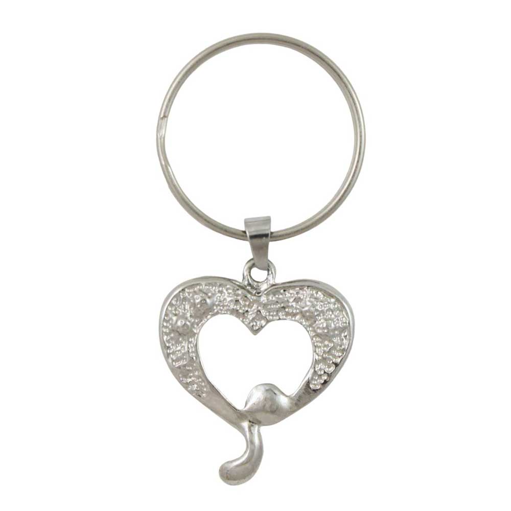 Silver keychain with a heart design on a white background - Lilylin Designs