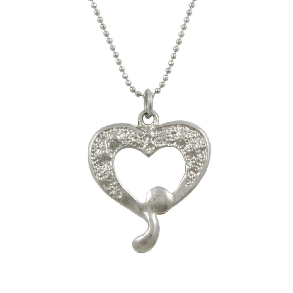 Crystal Heart Necklace with Red Stud Pierced Earring Set - RSN645NE - Lilylin Designs