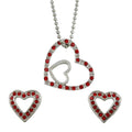 Two Hearts as One Necklace and Heart Earring Set - RSN649BS - Lilylin Designs