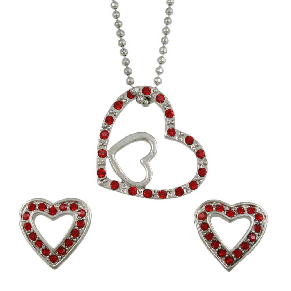 Lilylin Designs Double Heart Necklace and Earring Gift Set