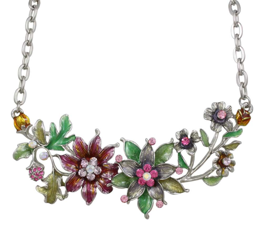 Lilylin Designs Colorful Enamel and Crystal Flower Garden Necklace