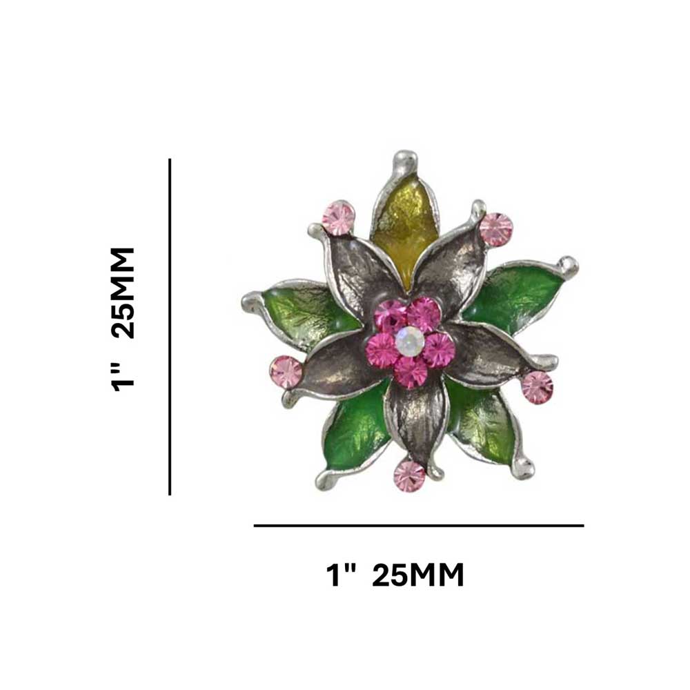 Colorful Enamel and Crystal Flower Clip Earring - RSN690EC - Lilylin Designs