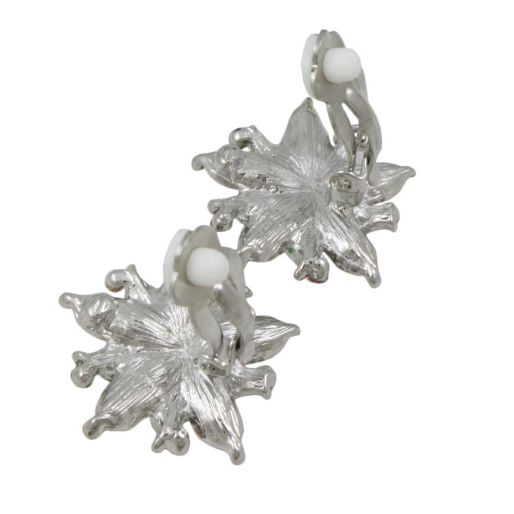 Colorful Enamel and Crystal Flower Clip Earring - RSN690EC - Lilylin Designs