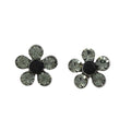 Dark Gray Crystal Daisy Flower Pierced Earring - RSN915E - Lilylin Designs