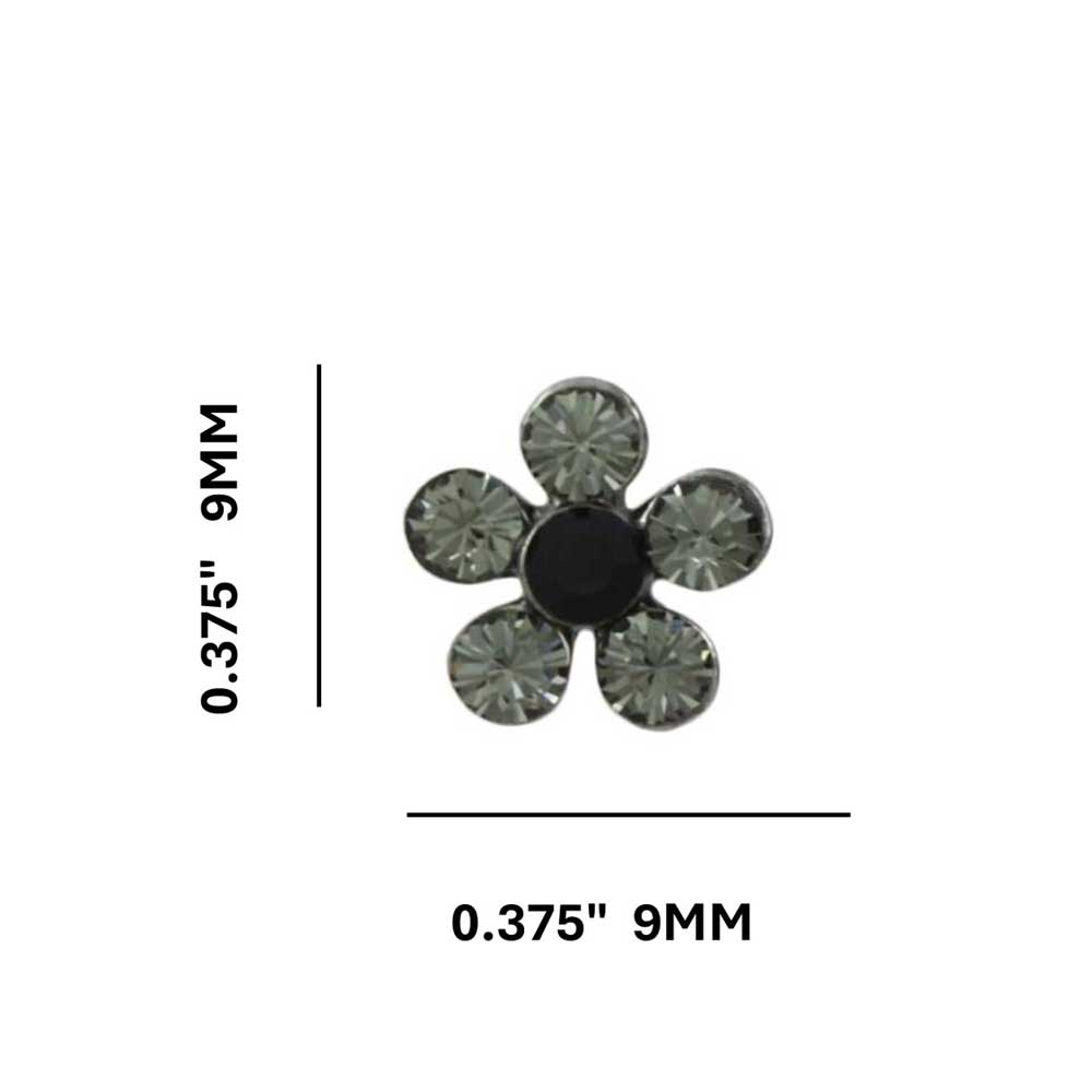 Dark Gray Crystal Daisy Flower Pierced Earring - RSN915E - Lilylin Designs