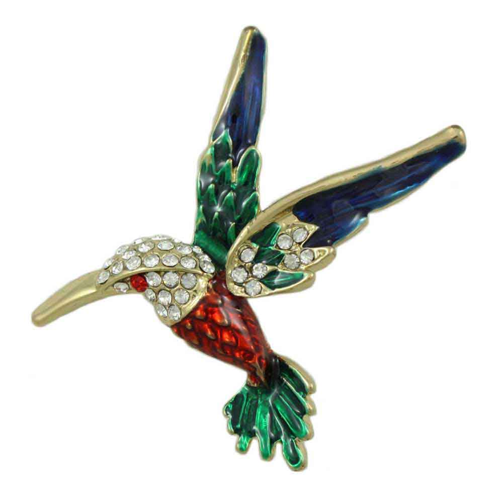Lilylin Designs Colorful Enamel and Crystal Hummingbird Brooch Pin