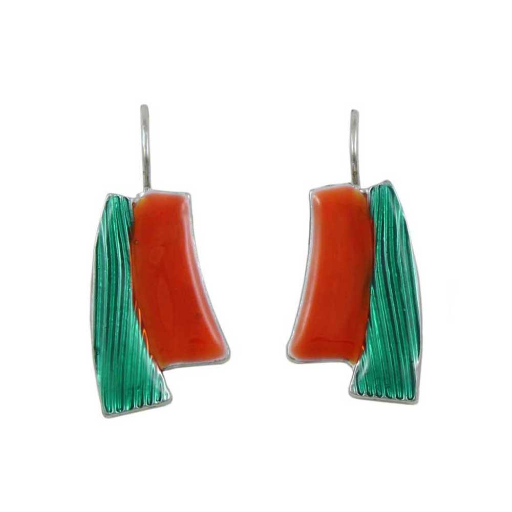 Red and Green Enamel Stripes Pierced Earring - Lilylin Designs