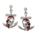 Red Enamel and Crystal Pirate Skull Pierced Earring - Lilylin Designs