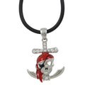 Red Pirate Skull Pendant on Black Rubber Cord - Lilylin Designs
