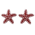Red with Pink Beads Starfish Pierced Earring - Lilylin Designs
