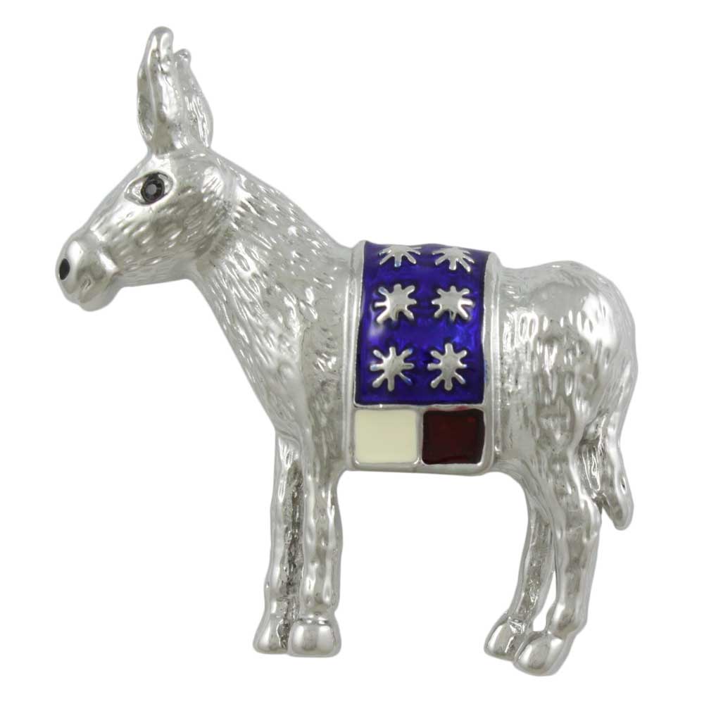 Red White Blue Patriotic Donkey Brooch Pin on white background | Lilylin Designs