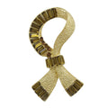 Textured Ribbon with Brown Crystal Baguettes Brooch Pin - Lilylin Designs