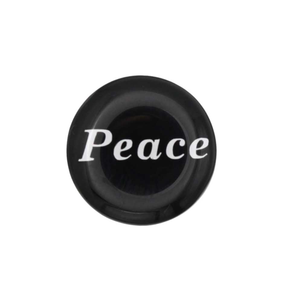 Round black disc with "Peace" printed in white magnet - Lilylin Designs