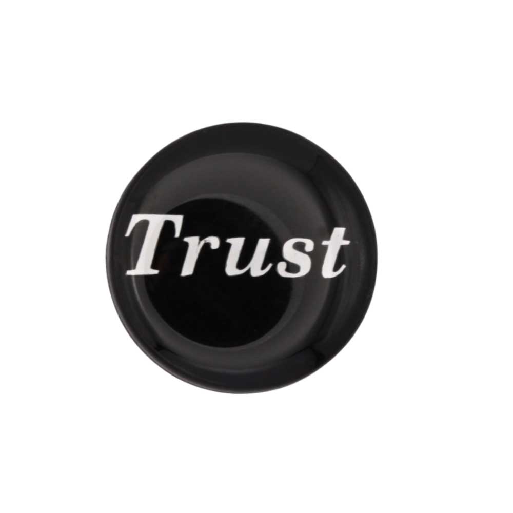 Round black disc with "Trust" printed in white magnet - Lilylin Designs