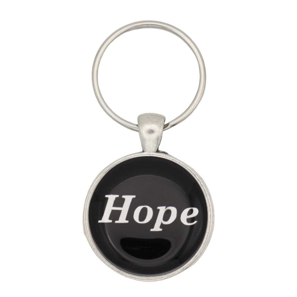Black disc with Hope in white print keychain bag charm - Lilylin Designs