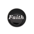 Round black inspirational disc with faith in white lapel pin - Lilylin Designs