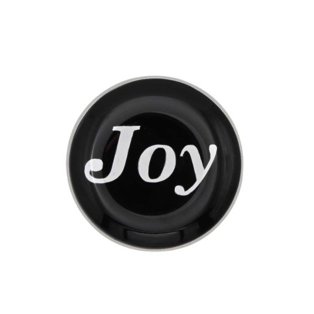 Round black inspirational disc with joy in white pin - Lilylin Designs