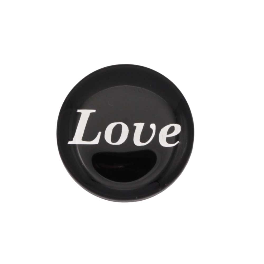 Round black with love printed in white magnet - Lilylin Designs